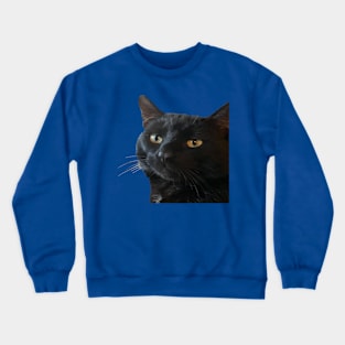 Black Cat With A Funny Quirky Expression Cut Out Crewneck Sweatshirt